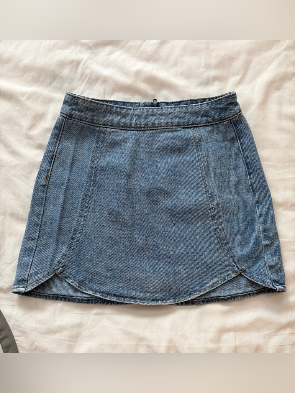 PacSun Light Blue Denim Mini Skirt with Curved Hem